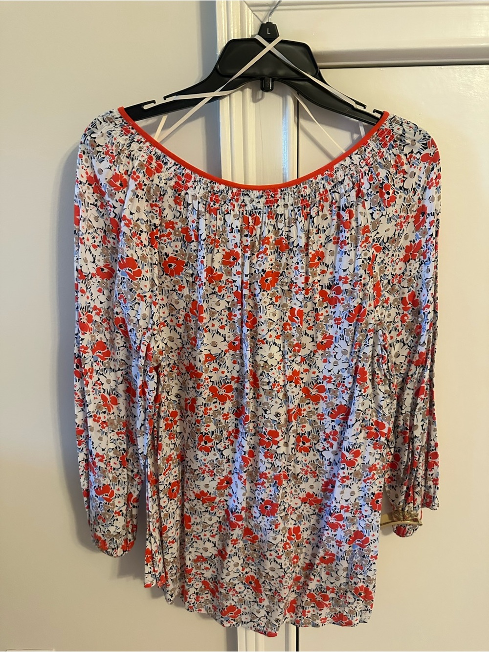 Jones New York Red & Cream Floral Button-Front Blouse - Picture 10 of 12